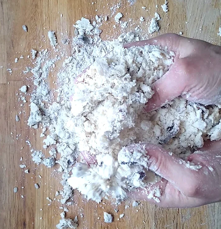 Hands busy with a rainy day kitchen activity