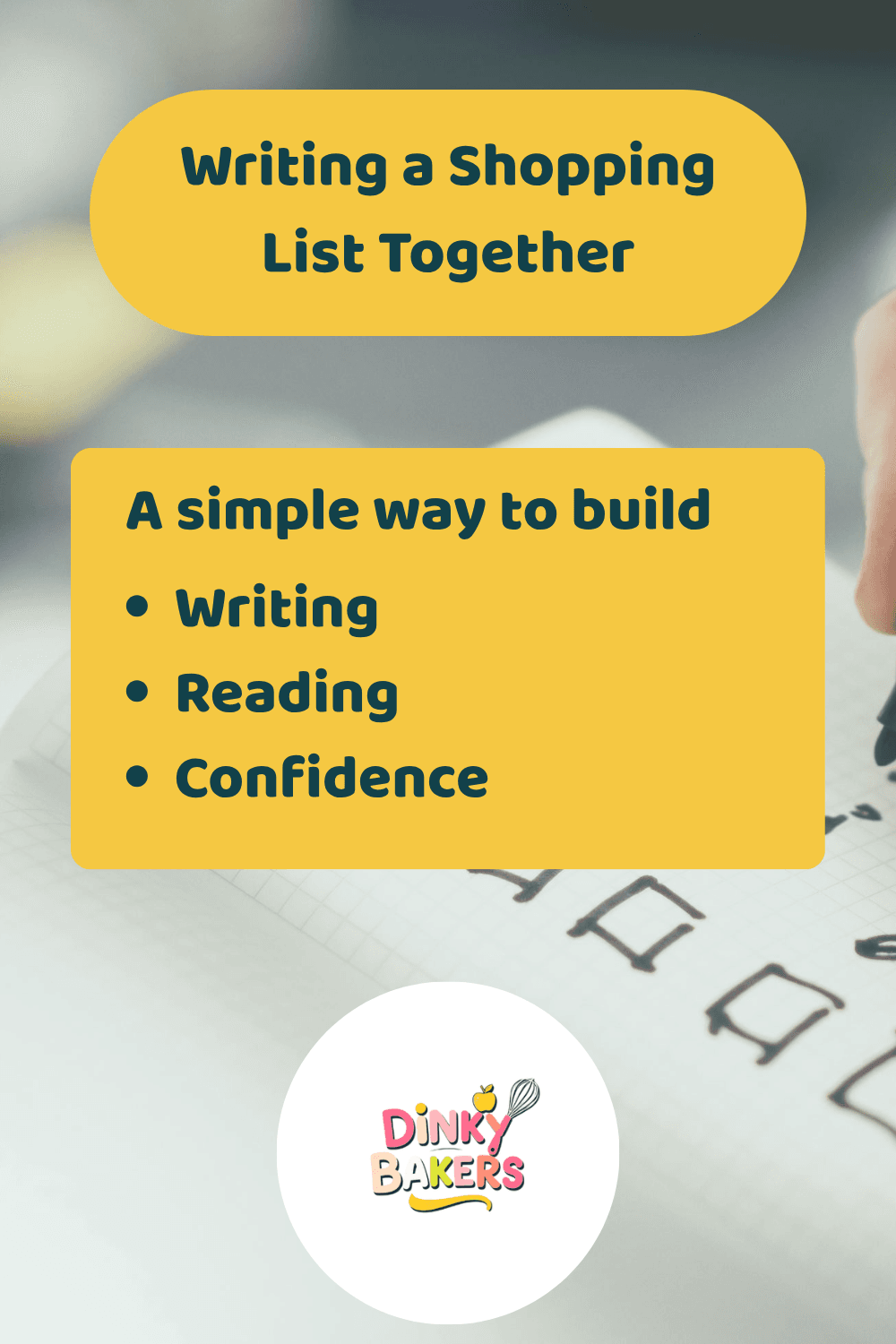 Writing a shopping list with your child — literacy, maths and planning all in one | Dinky Bakers